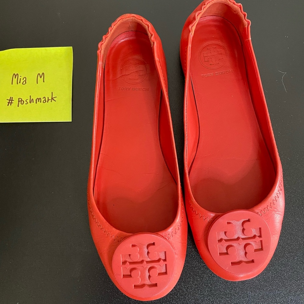 Tory Burch Minnie Travel Ballet Flat bright light orange size 5.5
